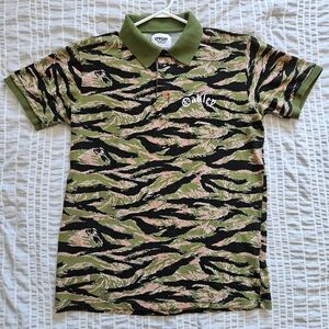 Oakley Quarter Button Tiger Camo Men's Polo Shirt Size Medium